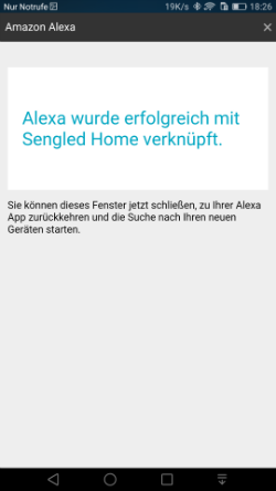 Alexa wurde erfolgreich mit Sengled Home verkn&uuml;pft.