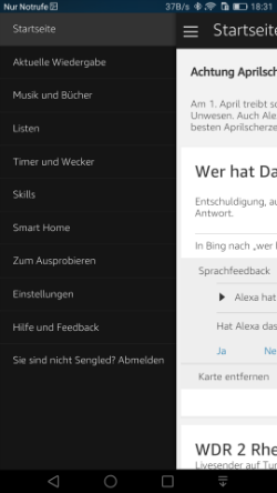 Gehe zur&uuml;ck zur Alexa App.